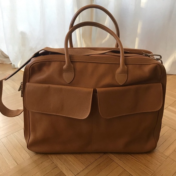 camel leather briefcase